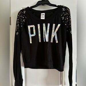 Love Pink black sequin shoulder long sleeve